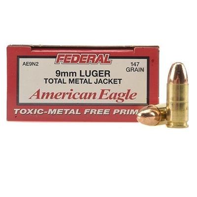 Federal Ammo American Eagle 9mm TMJ 147 Grain 50 R