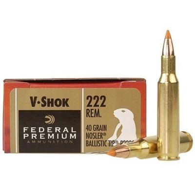 Federal Ammo 222 Remington Nosler Ballistic Tip 40