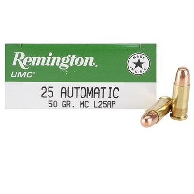 Remington Ammo UMC 25 ACP Metal Case 50 Grain 50 R