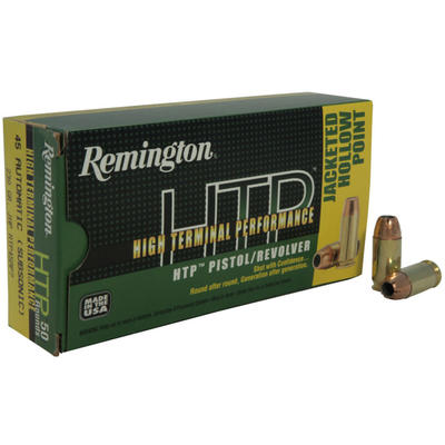 Remington Ammo HTP 45 ACP 230 Grain JHP 50 Rounds