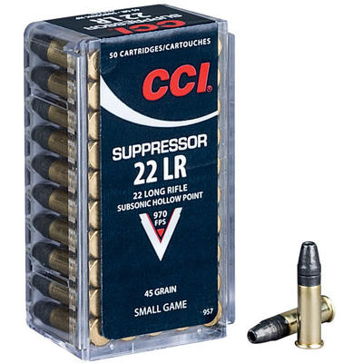 CCI Rimfire Ammo Suppressor .22 Long Rifle (LR) Su CCI Rimfire Ammo Suppressor .22 Long Rifle (LR) Su