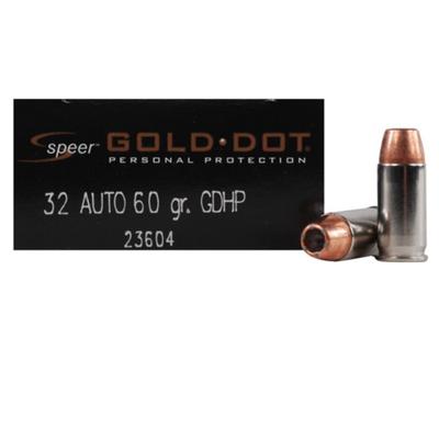 Speer Ammo Gold Dot 32 ACP 60 Grain Gold Dot HP 20