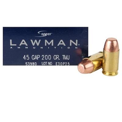 Speer Ammo Lawman 45 GAP TMJ 200 Grain 50 Rounds [