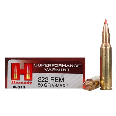Hornady Ammo 222 Remington V-Max 50 Grain 20 Round