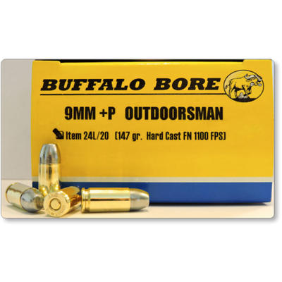 Buffalo Bore Ammo 9mm+P 147 Grain Hard Cast Flat N