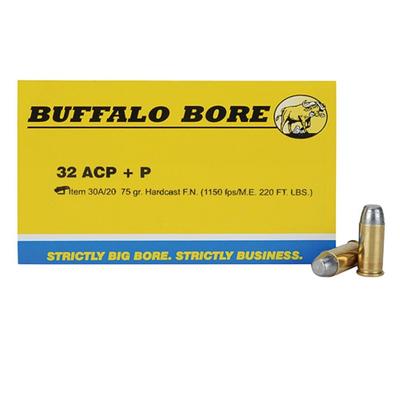 Buffalo Bore Ammo 32 ACP+P Hard Cast Flat Nose 75
