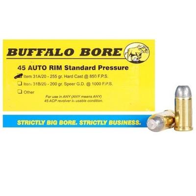 Buffalo Bore Ammo 45 Auto Rimmed Hard Cast FN 255