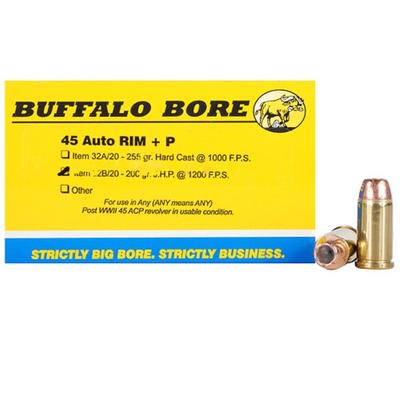 Buffalo Bore Ammo 45 Auto Rimmed+P 200 Grain JHP 2 Buffalo Bore Ammo 45 Auto Rimmed+P 200 Grain JHP 2