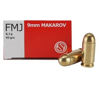 Sellier & Bellot Ammo 9x18 Makarov 95 Grain FM