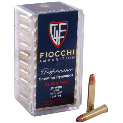 Fiocchi Rimfire Ammo .22 Magnum (WMR) JHP 40 Grain