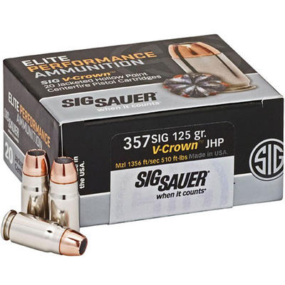 Sig Sauer Ammo Elite V-Crown 357 Sig Sauer JHP 125