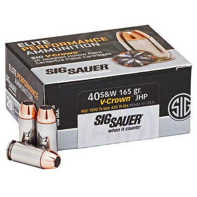 Sig Sauer Ammo Elite V-Crown 40 S&W JHP 165 Gr