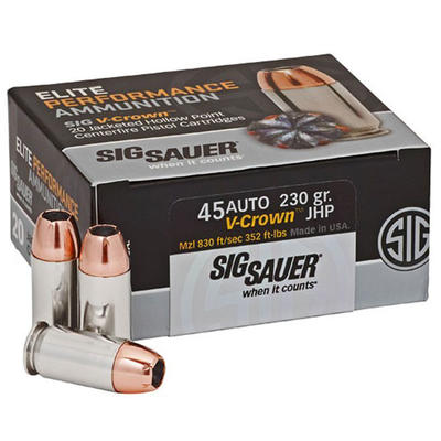 Sig Sauer Ammo V-Crown JHP 45 ACP 230 Grain JHP 20