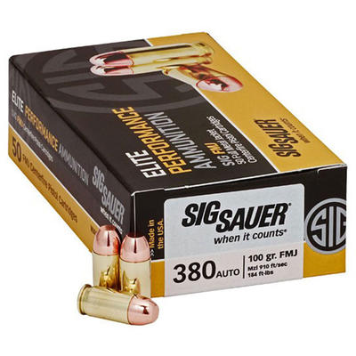 Sig Sauer Ammo FMJ 380 ACP 100 Grain FMJ 50 Rounds