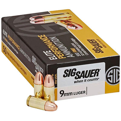 Sig Sauer Ammo Elite Ball 9mm 147 Grain FMJ 50 Rou