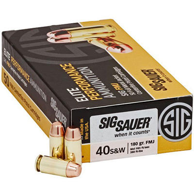 Sig Sauer Ammo FMJ 40 S&W 180 Grain FMJ 50 Rou