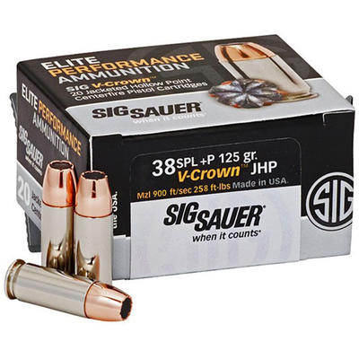 Sig Sauer Ammo V-Crown JHP 38 Special 125 Grain JH