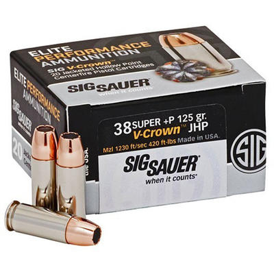 Sig Sauer Ammo V-Crown 38 Super+P 125 Grain JHP 20 Sig Sauer Ammo V-Crown 38 Super+P 125 Grain JHP 20
