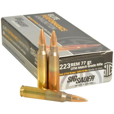 Sig Sauer Ammo Match 223 Remington 77 Grain Open T