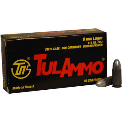 Tula Ammo 9mm FMJ 115 Grain 50 Rounds [TA919150]