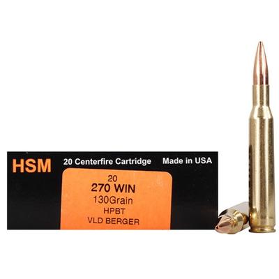 HSM Ammo Trophy Gold 270 Winchester BTHP 130 Grain