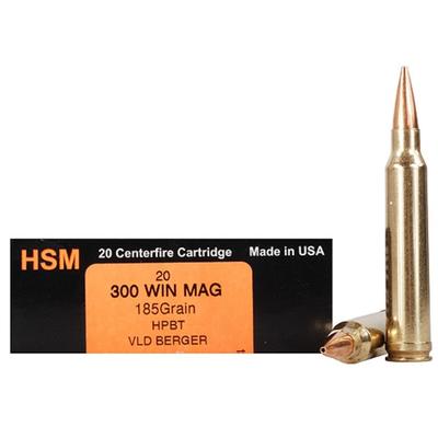 HSM Ammo Trophy Gold 300 Win Mag BTHP 185 Grain 20