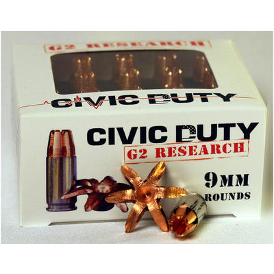 G2 Research Civic Duty 9mm 100 Grain HP 20 Rounds G2 Research Civic Duty 9mm 100 Grain HP 20 Rounds
