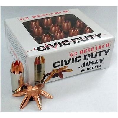 G2 Research Civic Duty 40 S&W 122 Grain Copper