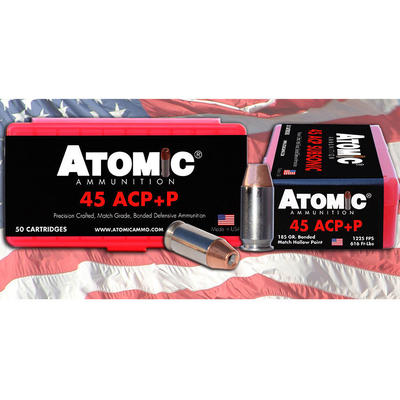 Atomic Ammo Defense 45 ACP+P 185 Grain Bonded MHP Atomic Ammo Defense 45 ACP+P 185 Grain Bonded MHP