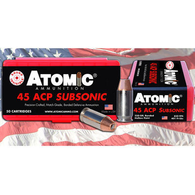 Atomic Ammo Subsonic 45 ACP 250 Grain SubSonic 50 Atomic Ammo Subsonic 45 ACP 250 Grain SubSonic 50