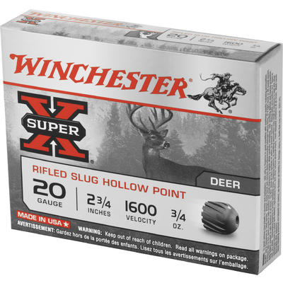 Winchester Shotshells Super-X Rifled Lead 20 Gauge