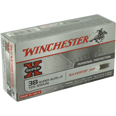 Winchester Ammo Super-X 38 Super+P 125 Grain Silve Winchester Ammo Super-X 38 Super+P 125 Grain Silve
