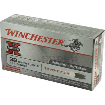 Winchester Ammo Super-X 38 Super+P 125 Grain Silve Winchester Ammo Super-X 38 Super+P 125 Grain Silve