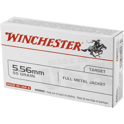 Winchester Ammo 5.56x45mm (5.56 NATO) FMJ 55 Grain Winchester Ammo 5.56x45mm (5.56 NATO) FMJ 55 Grain