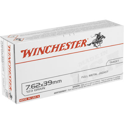 Winchester Ammo AK-47 7.62x39mm FMJ 123 Grain 20 R