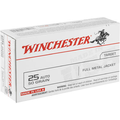 Winchester Ammo Best Value 25 ACP 50 Grain FMJ 50