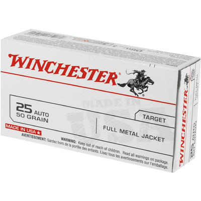 Winchester Ammo Best Value 25 ACP 50 Grain FMJ 50