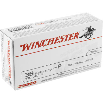 Winchester Ammo USA 38 Super+P FMJ 130 Grain 50 Ro