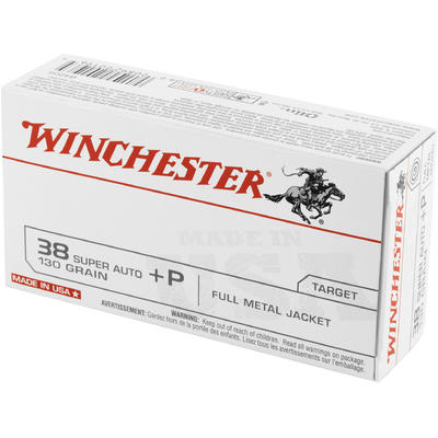 Winchester Ammo USA 38 Super+P FMJ 130 Grain 50 Ro