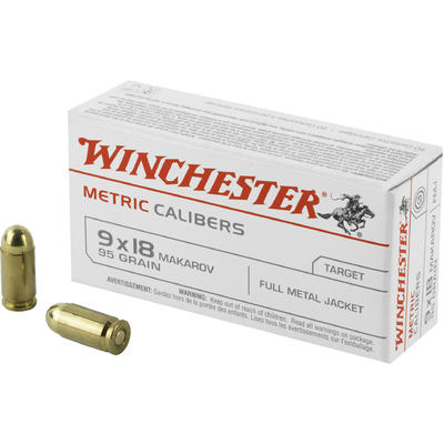 Winchester Ammo Metric 9x18mm Makarov FMJ 95 Grain