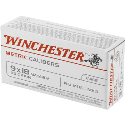 Winchester Ammo Metric 9x18mm Makarov FMJ 95 Grain