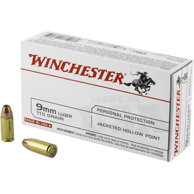 Winchester Ammo Best Value 9mm 115 Grain JHP 50 Ro