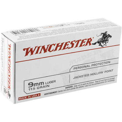 Winchester Ammo Best Value 9mm 115 Grain JHP 50 Ro