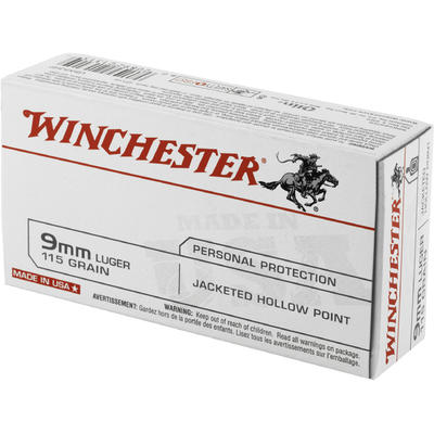 Winchester Ammo Best Value 9mm 115 Grain JHP 50 Ro