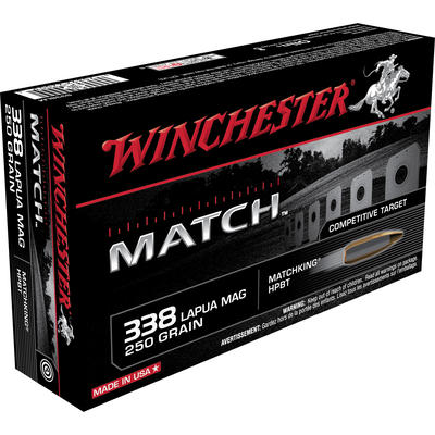 Winchester Ammo Match BTHP 338 Lapua Magnum 250 Gr