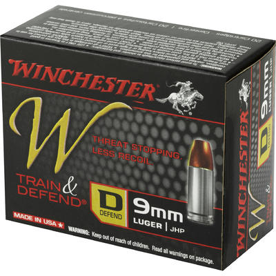 Winchester Ammo Defend 9mm JHP 147 Grain 20 Rounds