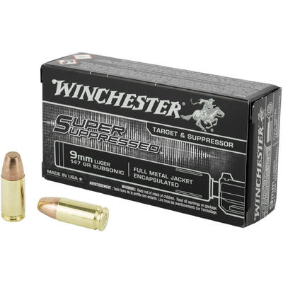 Winchester Ammo Suppressed 9mm 147 Grain FMJ 50 Ro