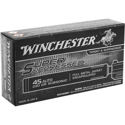 Winchester Ammo Suppressed 45 ACP 230 Grain FMJ 50