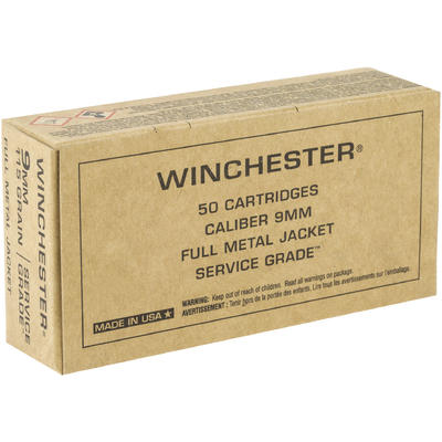 Winchester Ammo Service Grade 9mm 115 Grain FMJ 50