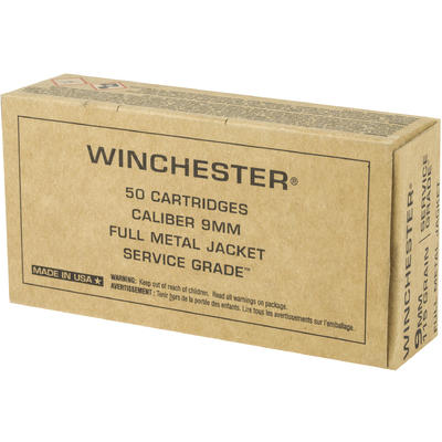 Winchester Ammo Service Grade 9mm 115 Grain FMJ 50 Winchester Ammo Service Grade 9mm 115 Grain FMJ 50